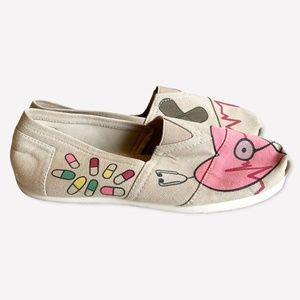 Medical Pharmacy Nursing Canvas Printed Loafer Flats Size 8